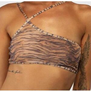Women Jagger & Stone The Cambell Mesh Crop Top Tiger Print Size 4